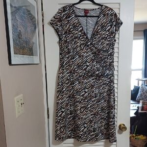 Merona Women's XXL Tiger Print Ruched Faux Wrap Dress